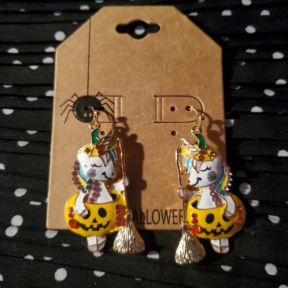 Halloween Unicorn Pumpkin Earrings